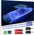Battery Operated Marine Submersible Boat Lights Strip, 2 Pcs 4FT 9V IP68 Waterproof Blue Kayak Paddle Board Lights, Boat Interior Deck Courtesy Gunnel Cabin Light for Fishing Pontoon Canoe Golf Cart