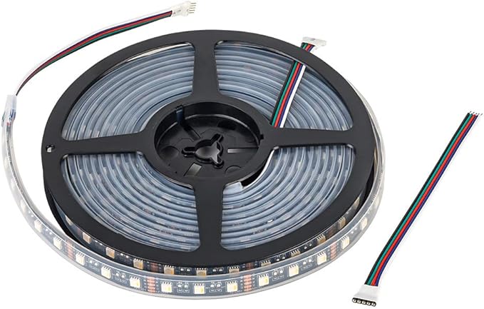 BTF-LIGHTING 5050 RGBW RGB+Warm White(2700K-3000K) 4 Colors in 1 LED Tape Light DC12V 5m 16.4ft 60LED/m Multi-Colored IP67 Black 14mm PCB for Bedroom Kitchen Home Decoration(No Adapter or Controller)