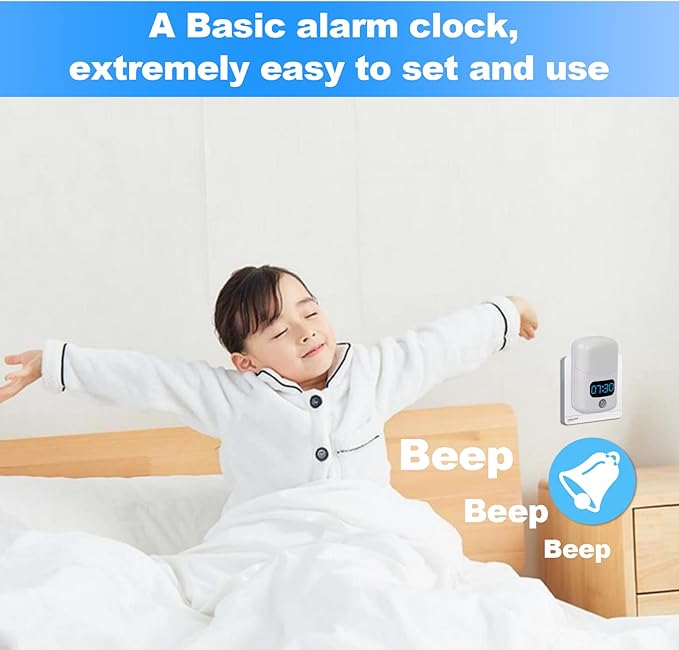 LUXON LED Motion Sensor Night Light with Digital Alarm Clock,Bathroom Clock Plug Into Wall 4000K Warm White,Dusk to Dawn Sensor for Bedroom,Hallway,Bathroom,Kitchen,Stair Indoor (12Hour Format)