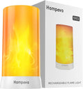 Hompavo 【Upgraded】 LED Flame Lights, 4-Mode Rechargeable Battery Operated Flameless Candles, Waterproof Pillar Flickering Lanterns for Living Room Bathroom Patio Wedding Party Christmas Home Decor