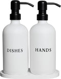 Glass Hand and Dish Soap Dispenser Set with Bamboo Tray – 16 oz Kitchen Soap Dispenser Set, Black Pumps, Silicone Funnel – Modern Farmhouse Kitchen Sink Decor and Accessories