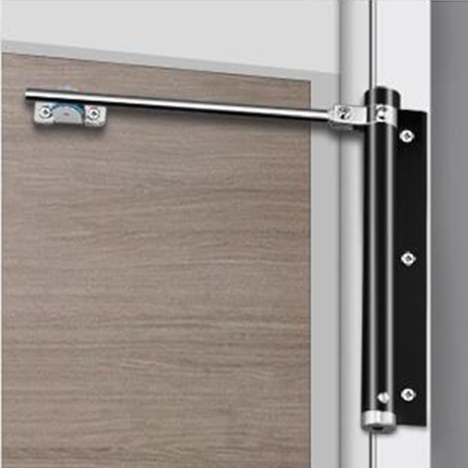 ZENG 2-Pack Adjustable Spring Door Closer - 304 Stainless Steel Surface Mounted Automatic Closer for Residential/Commercial Doors (20-40kg, 175° Max, Black)