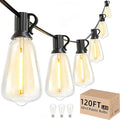 Svater Outdoor String Lights 120 FT ST38 Patio String Lights with 63 Waterproof Shatterproof LED Bulbs Connectable Lights for Outside Backyard Garden Porch