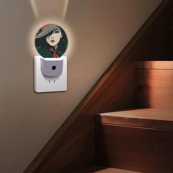 Plug in Night Light with LED & Smart Light Sensor, Stripe Concerto Auto-On/Off Night Lights Plug Into Wall for Bedroom, Bathroom, Hallway, Stairway