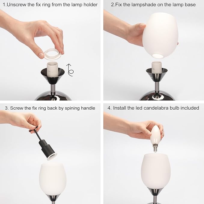 Boncoo Touch Control Table Lamp Dimmable Small Lamp, Ambient Light with Opal Glass Shade Simple Night Light, Modern Accent Lamp Bedside Nightstand Lamp for Bedroom Living Room, E12 Bulb Included