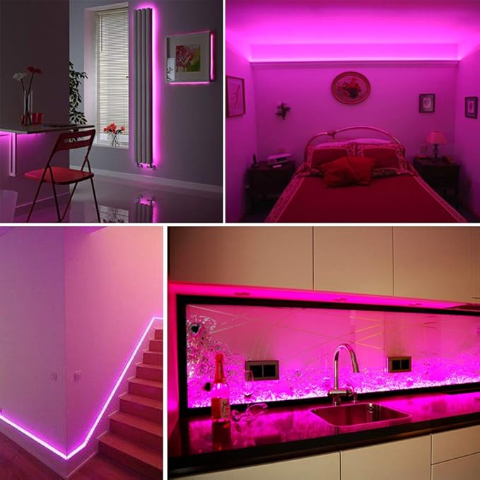 SURNIE 50ft Pink LED Neon Lights, IP65 Waterproof LED Light Strip Flexible Cuttable AC 110V LED Rope Lights DIY, Indoor Outdoor for Residential, Commercial Building Decoration