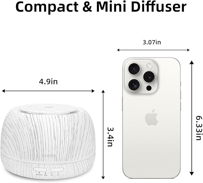 300ML Essential Oil Diffuser, Aromatherapy Diffuser,with Remote Control, 7-Color LED Lights,8 Hours Run Time,Suitable for Home, Bedroom