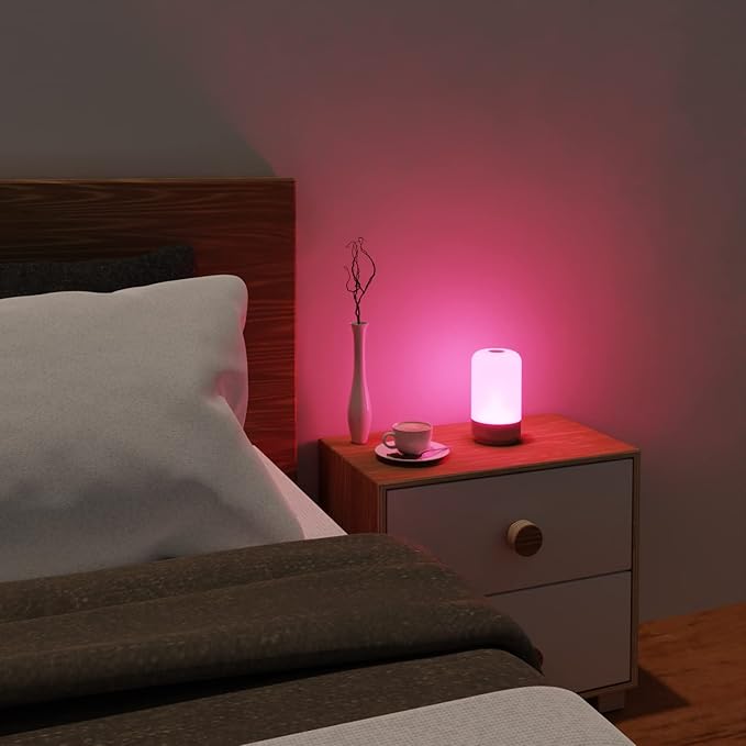 Lepro Table Lamp, LED Touch Lamp for Bedroom, Dimmable Bedside Night Light with Auto-off Timer, 350lm Tunable Soft Warm White, Daylight Cool White, RGB Color Changing Mood Lighting, Wood Grain