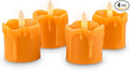 Rhytsing 2 inches Orange Flameless Votive Candles Real Wax Dripping Design, LED Faux Battery Operated Tealight Candles with Timer for Fall and Halloween, Batteries Included - Set of 4