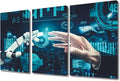 TUMOVO 3 Panels Wall Art AI Intelligence Canvas Prints Robot Paintings Modern Artwork for Home Walls AI Posters and Prints Giclee Gallery-wrapped Framed Ready to Hang, 36" Wx24 H