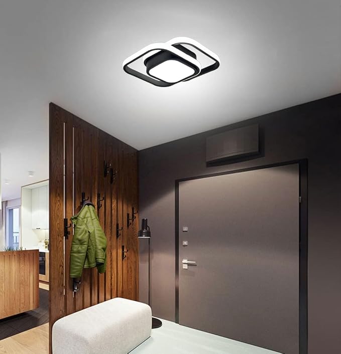 Motion Sensor LED Ceiling Light Indoor, 36W Cool White Mount Motion Activated Light Fixture Modern Flush Mount Ceiling lamp for Closet Laundry Bathroom Hallway Stair Porch Basement. (Square)