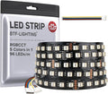 BTF-LIGHTING RGBCCT 5 Colors in 1 LED Tape Lights 5050SMD RGBWW RGB+Dimmable Color Temperature 2700K-6500K 16.4ft 96LED/m 480LED IP30 DC24V Black PCB for Home Decoration(No Adapter or Controller)