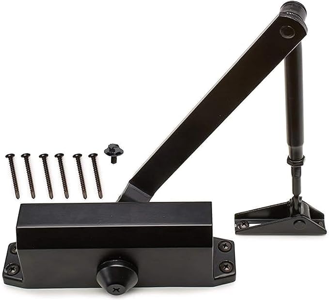 Alupac Automatic Door Closer #963 for Comercial or Residencial UL Listed, Heavy-Duty for Commercial & Residential Doors (88–143 lbs) | Adjustable Closing Speed, Non-Handed, Easy Installation (Black)