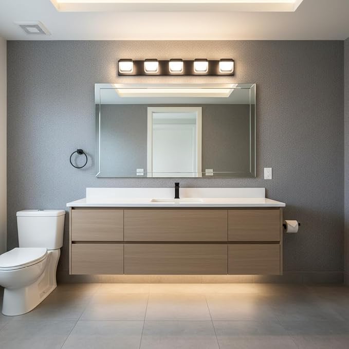 MEGAWISE 5894 LED Vanity Light, Dimmable Modern Waterproof Mirror Front Light for Bathroom, Makeup & Vanity Lighting (5 Lamps, 40, Watts)