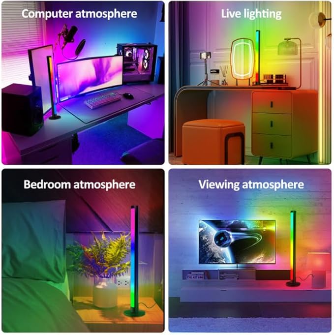 ThreeH Smart Light Bars Double LED Ambient Lighting Lamps APP and Remote Control USB Powered 16 Million RGB Colors Changing Timer Setting 42cm/16.5"