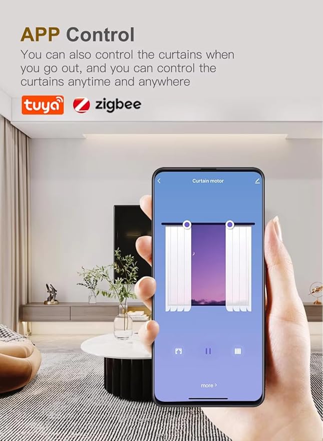 ZigBee 3.0 Smart Curtain Track System, 2.0N.m Quiet Brushless Motor, Hidden Automatic Curtain Opener with Remote, Alexa & Google Home, 132lb Heavy Duty, SX-X20 (6 meters (236.2 inches))