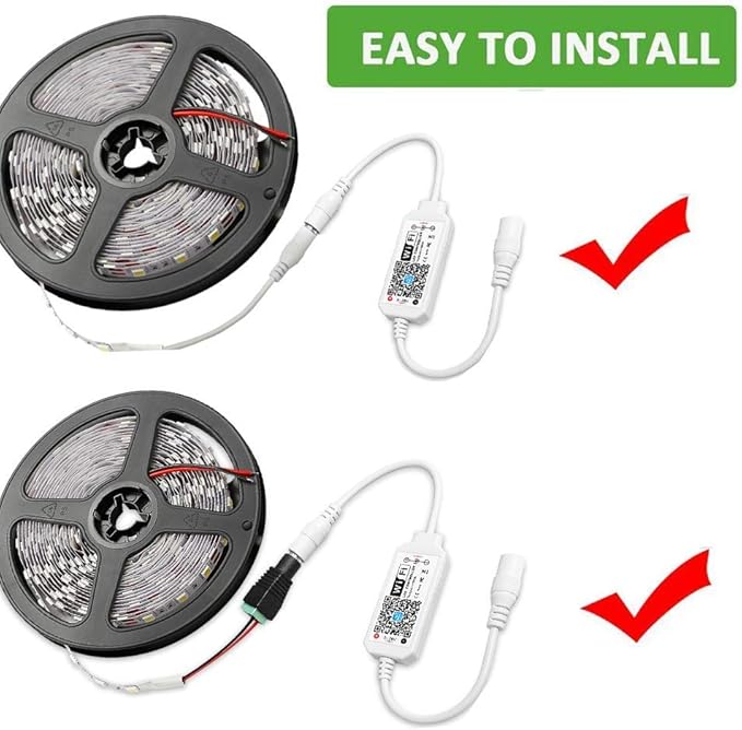 Sumaote Single Color LED Strip Lights WiFi Controller, Compatible with Android iOS Works for 5050 3528 COB LED Light Strips, 12V-24V, Voice Control, Dimmable, Timing Function
