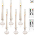 Flameless Taper Candles with Remote and Timer - 6 Pack LED Candles, Battery Operated, for Home, Wedding, Party (White)