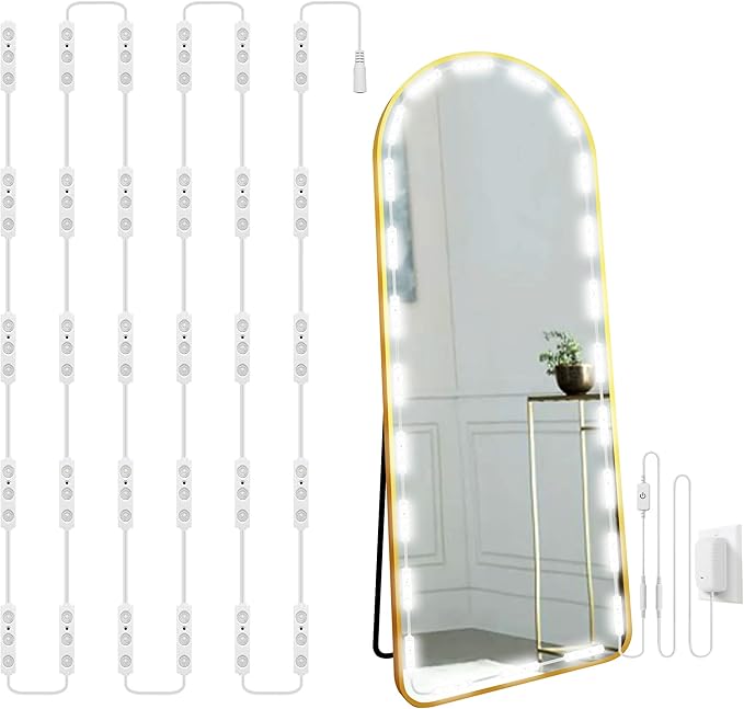 LPHUMEX Hollywood Glam Led Vanity Lights Kit, 14ft Dimmable Mirror Lights, Full Body & Bathroom Lighting, Plug in Floor Light with Power Supply (Mirror not Inlcuded)