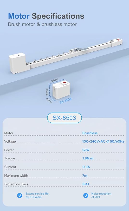 Mini RS485 Smart Curtain System, Pre-Assembled S-Fold Automatic Curtain Opener with Remote, 1.8N Quiet Motorized Curtain Track for Home & Office (6.0 meters (236.2 inches))