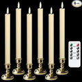 Wondise Flickering Taper Candles with Timer and Remote, 9 Inch Battery Operated 3D Wick Real Wax Ivory Candles for Wedding Party Christmas Decoration, Set of 6(D0.8 x H9.6 Inch)