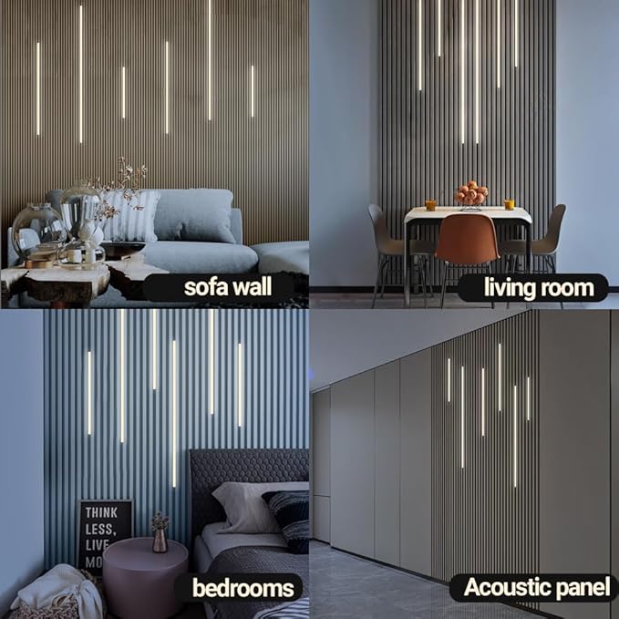 HAMRVL Black LED Recessed Lighting Kit - 6pcs DC12V Warm White Slat Wall Lights with Smart Switch,3000k Self-Adhesive Wall Panel Lights for Wood Slat Wall Panels, Headboards, Stairs, Media Wall Panels