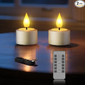 SoulBay Rechargeable Flameless LED Tea Lights Candles with Remote Control, 2.17" x 1.57", Set of 2, USB Charging Cable Included