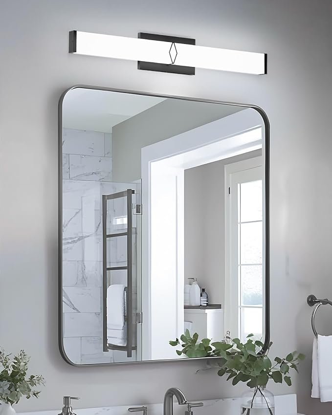 Modern Bathroom Light Fixtures, 24inch Dimmable LED Bathroom Vanity Lights Over Mirror, 25W 2700LM 5CCT Black Vanity Lighting Fixtures for Mirror,ETL Certified