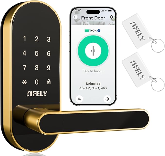 Keyless Entry Keypad Smart Door Lock with Handle & Knob – Digital Deadbolt for Front, Bedroom, Office & Interior Doors, App Control for Airbnb, Guests & Kids, Easy DIY Install (No Fingerprint)