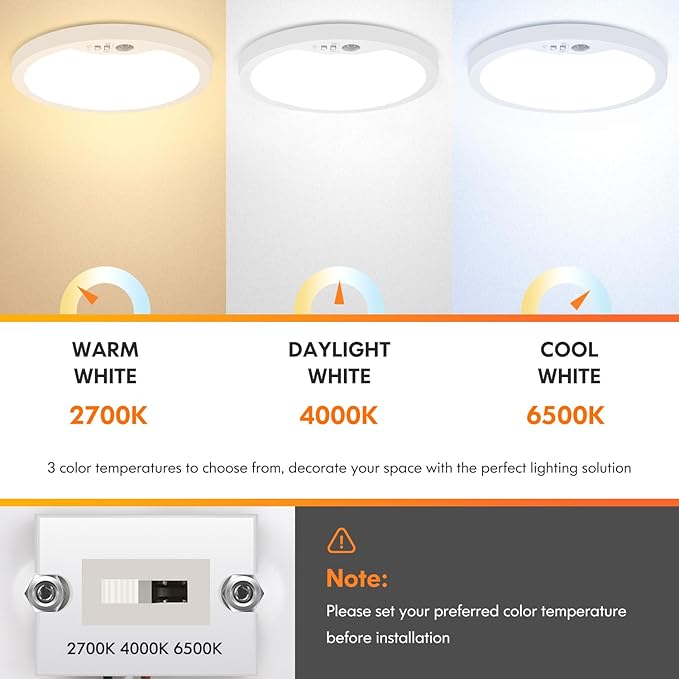 Brightever 7 Inch Motion Sensor Ceiling Light Wired, 15W 1500LM Close to Ceiling Light Fixture, Ultra Slim 0.67Inch, 2700K-6500K Adjustable Motion Sensor Light Indoor for Laundry, Garage, Stairs 1Pack
