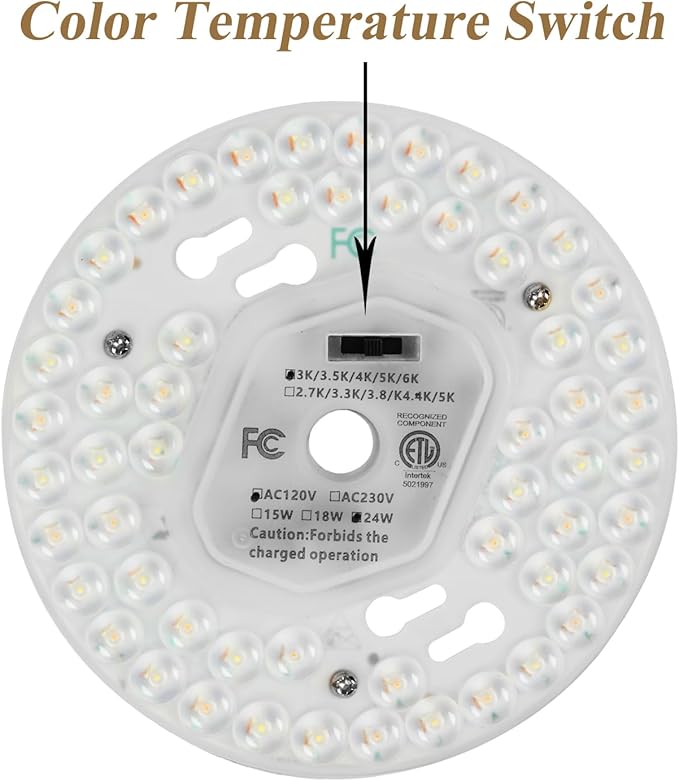 Dimmable Brass Ceiling Light Flush Mount Modern LED Lighting Fixture, 5CCT 3000 K- 6000 K Ceiling Lamp for Bedroom Hallway Living Room Kitchen