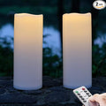 NONNO&ZGF 4X10'' Large Outdoor IP44 Warm White LED Rainproof Waterproof Candles, Huge Flameless Battery LED Pillar Candle with Remote and Timer, Resin, No Melt, 2 Pack