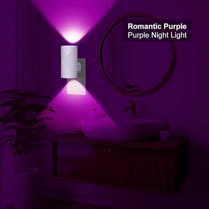easuntec Night Light, Night Lights Plug into Wall, Color Changing Night Light, Dusk to Dawn Sensor, 8 Light Modes, Dimmable RGB Night Lights for Bedroom Bathroom Hallway Kitchen Stairs (RGB,2 Pack)