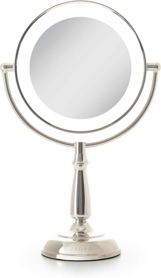 Zadro 11" Makeup Mirror with Lights and Magnification Dimmable Touch LED Lighted Makeup Mirror with Magnification (Large | 11" x 17" | 10X/1X, Polished Nickel)