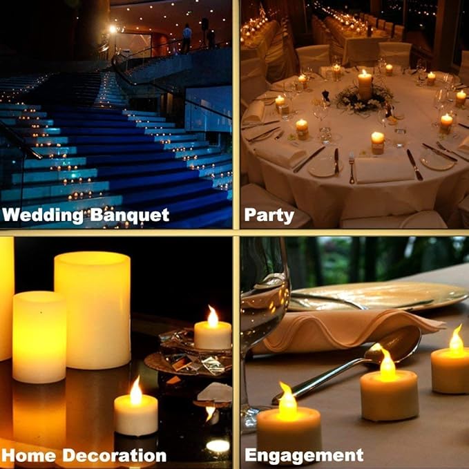 Tea Lights,50 Pack Flameless LED Tealight Candles,Realistic Flickering Warm Yellow Battery Operated LED Tea Lights Candles. Ideal for Parties, Weddings, Birthdays, Festival Celebration