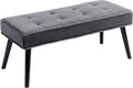 LOULENS Button Tufted Ottoman Bench, Fashionable Upholstered End of Bed Bench, Comfortable Velvet Entryway Bench for Living Room, Dark Gery