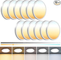 zemty 12Pack 13 inch White LED Flush Mount Ceiling Lights, Dimmable 5 Color Temp (3000K-6500K), 24W 2400LM Bright Round Light Fixture for Kitchen/Bathroom/Bedroom/Office