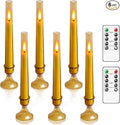 Flameless Taper Candles with Remote and Timer - 6 Pack LED Candles, Battery Operated, for Home, Wedding, Party (Gold)