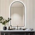 40" x 24" Arched LED Bathroom Mirror, Black Framed, Backlit Vanity Mirror with Lights, Wall Mounted Lighted Mirror, Dimmable 3-Color Shatter-Proof Arch Smart Mirror, UL-Listed, CRI≥93
