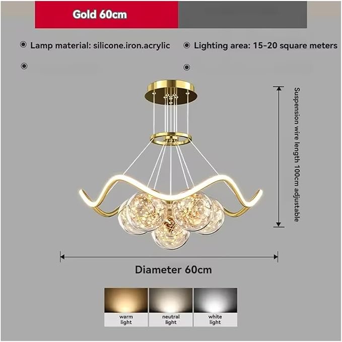 Modern Living Room Warm Bedroom Dining Room Chaner Led Indoor Lighting Nordic Creative Decorative Bright Lamps,Modern (3 Colors Changeable D60cm)