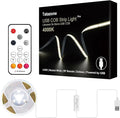 5V USB COB Led Strip Light with RF Remote, 4.92ft Dimmable 4000K CRI93+ USB Powered COB Led Light Strip, Indoor COB Led Light for Cabinet, TV, Camping, Monitor, Showcase, Motorhome