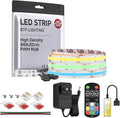 BTF-LIGHTING FCOB RGB COB LED Strip Lights Kit UL Listed 840LED/m 9.8FT 10mm Width Color Changing Flexible LED Tape for Bedroom Party Decor, with RF Remote and ETL 24VDC Power Supply