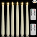 Homemory 6 Pcs Waxy Flameless Taper Candles with Remote, Flickering Battery Operated Candlesticks, Led Fake Candles Tall Candle for Home, Wedding, Party, Ivory, 9.6 inches