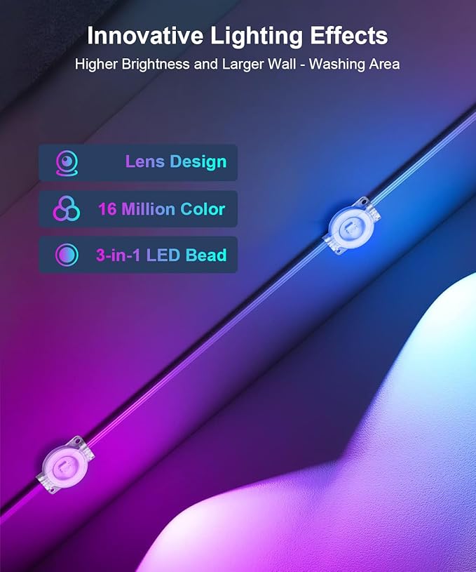 Nexillumi Permanent Outdoor Lights for House, 100ft Smart RGB LED Lights Outside with 16 Million DIY Colors, IP67 Waterproof Eternity Eaves Lighting for Christmas Halloween Holiday Daily Decorations