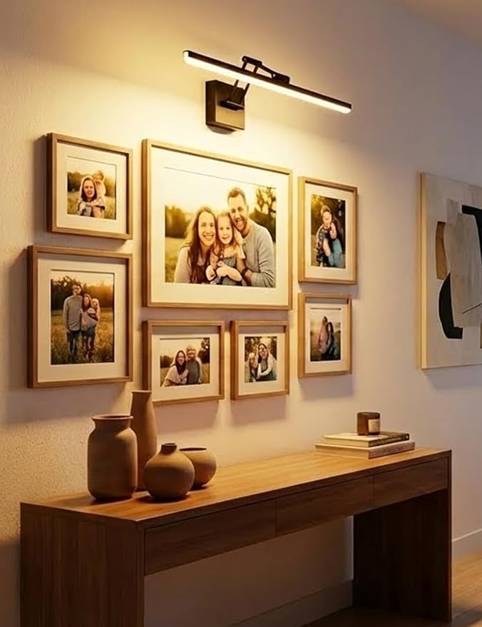 OSYNNIQ Bathroom Vanity Light, 24″ Wall Picture Art Modern Lighting Fixture Over Mirror LED Bar 3 Colors Dimmable Brightness Adjustment Rotatable Black Waterproof IP44 Wall Sconce for Makeup Shaving
