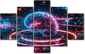 TUMOVO 5 Panel Digital Brain Wall Decor for Living Room Science and Technology Canvas Printing Wall Art Neural Networks Pictures for House Wall Decorations for Bedroom Modern Print 60" Wx40 H