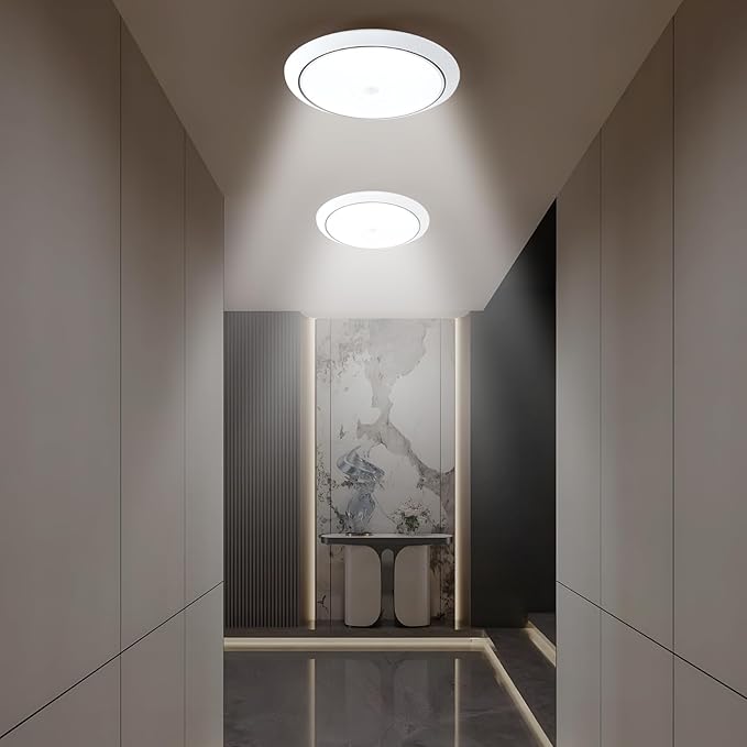Motion Sensor LED Ceiling Light, 9 Inch Flush Mount Ceiling Light 6500K Closet Lights, Motion Sensor Light Indoor for Stair Closet Porch Hallway Laundry (12W)