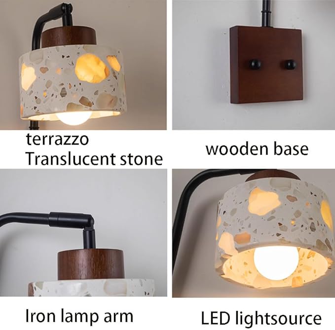 Bedroom Decor Wall Sconce with Wood Accents Headboard Lamp Over Mirror Wall Light Farmhouse Stone Wall Mounted Light Fixture Porch Hallway Hotel Wall Lighting Fixture Lamps