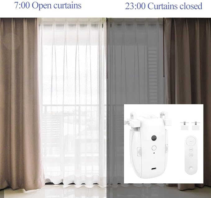 Automatic Curtain Opener, 3 in 1 Upgraded Curtain Robot Motor, Electric Curtain Opener Smart Curtain Opener Remote Control Curtain Opener for Opening and Closing Curtains TU