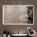 40X24 LED Bathroom Mirror with Lights, WiFi Smart Bluetooth Lighted Vanity Mirror for Bathroom with Backlit 2 Colors Dimmable Enabled Weather Display, Anti-Fog Horizontal Hang Only
